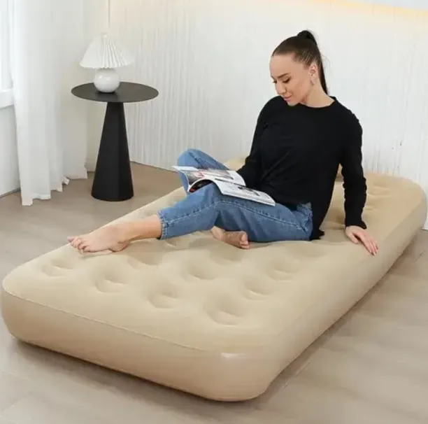 SleepEase Inflatable Mattress Air Bed - Air Mattress -Flocked top Portable Blow Up Camping Bed Indo…