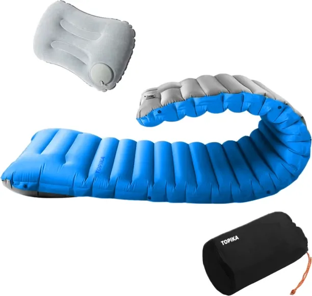 Topika Camping Air Mattress, Inflatable Mattress of Camping Essentials,Blue 10 cm Single Fiber Matt…
