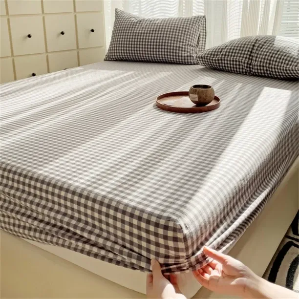 Xudikou Network Cotton Printeds Simple Lattices Fitteds Sheet Elastics Corners Bedding Cover for Pe…