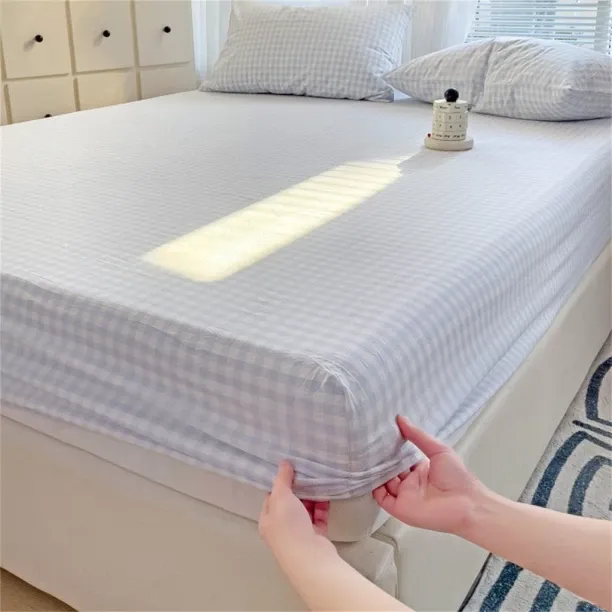 Xudikou Network Cotton Printeds Simple Lattices Fitteds Sheet Elastics Corners Bedding Cover for Pe…