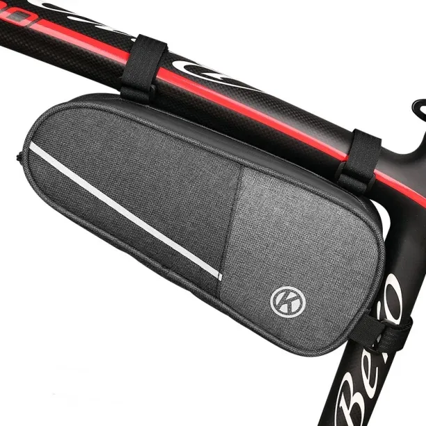 Huanix (Gray)Bicycle Bag Nylon Waterproof Bag Portable Bicycle Frame Front Tube Bag Bicycle Riding …