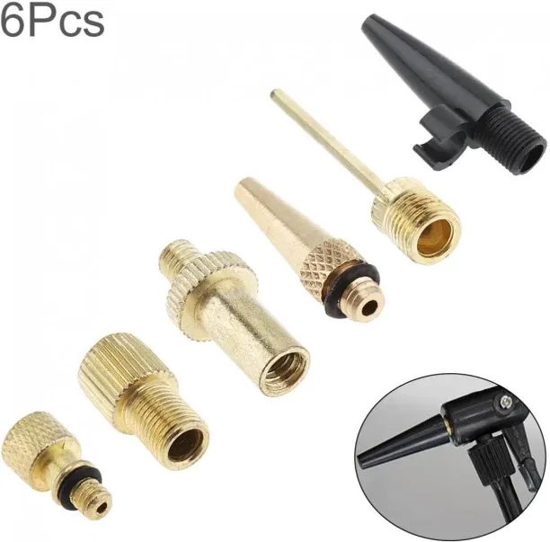 Huanix (0)6pcs/set High Quality Pump Adaptor Kit Valve Connectors Football Airbed For Bicycle Tyres…
