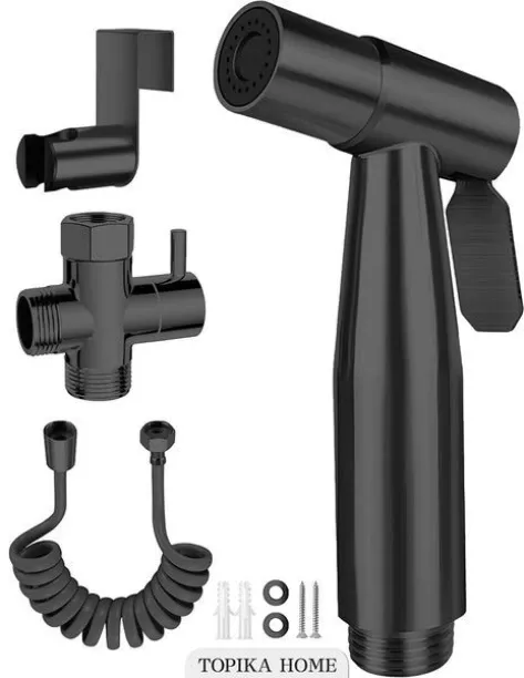 Topika Bidet Sprayer Handle for Toilets, Handheld Spray Kit, SS Finish 1 m Binding Wire