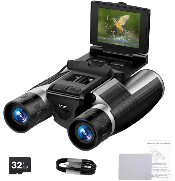 Jielun 12X32 Digital Binoculars with 2.4 Inch IPS Display, 1080P Photo Video Recording Telescope, B…