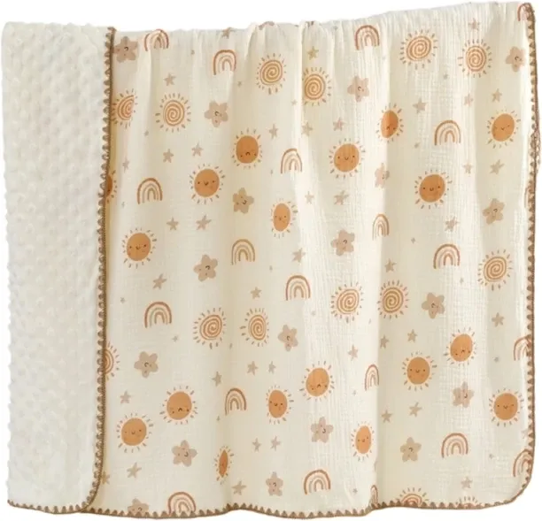 Xudikou Network (100 cm x 100 cm) Super Soft Gauze Blanket with Dotted Fleece Backing Breathable Co…