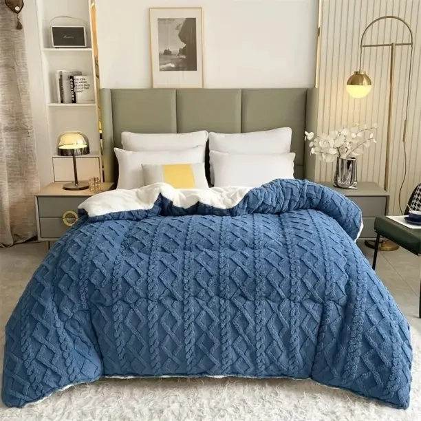 5 Piece Set - Bedding Thicken Lamb Cashmere Blanket (30 cm x 62 cm) Bonz3Top (Sherpa Blanket)