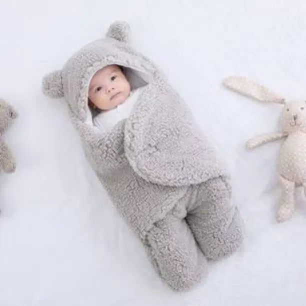 R AND E (27 inch x 24 inch) Baby Plush Swaddle Blanket (Swaddling Baby Blanket)