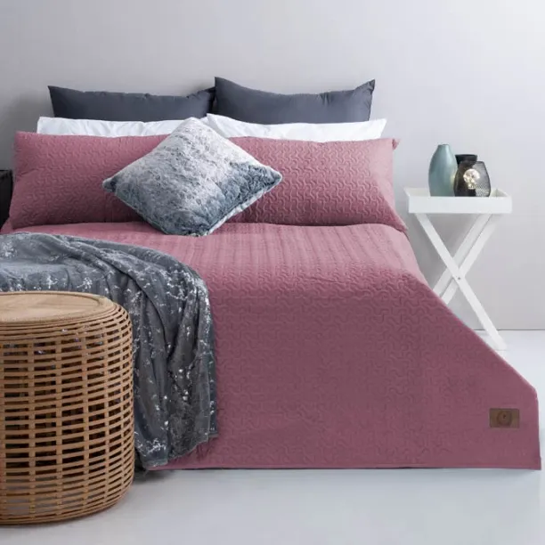 PIERRE CARDIN (240 cm x 240 cm) Le Intro – Silky Feel 90gsm Pinsonic Quilts -240X240– DUSTY ROSE (Q…