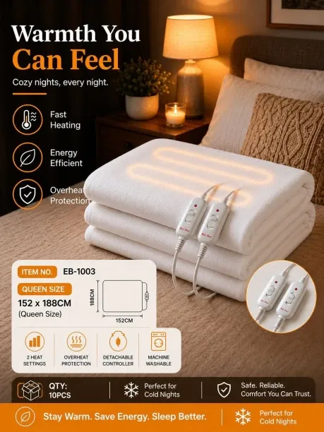 Red Hant (152 cm x 188 cm) ELECTRIC BLANCKET (Woollen Blanket)