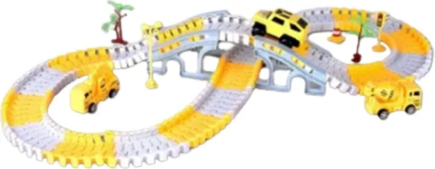Loznron Children's electric track car toys electric engineering car versatile DIY assembled track b…