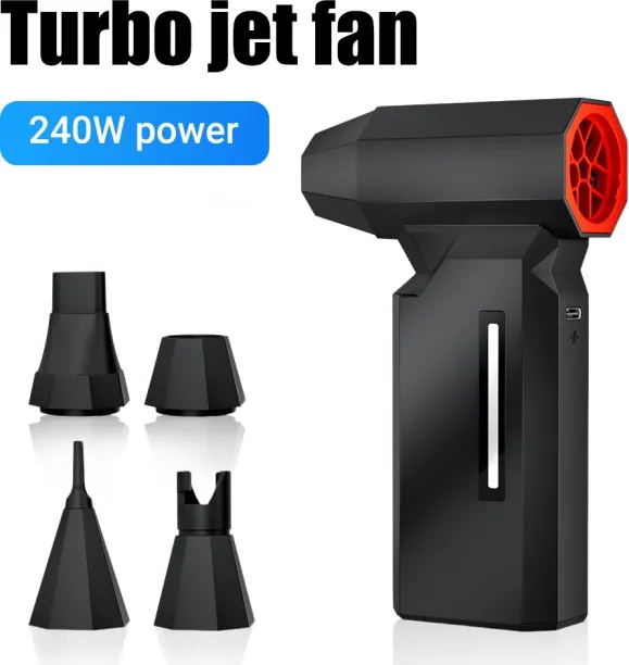 Max (With 4 Nozzles)5-Speed Adjustable Turbo Jet Fan,4 Wind Nozzles,Powerful Air Blower Wireless El…