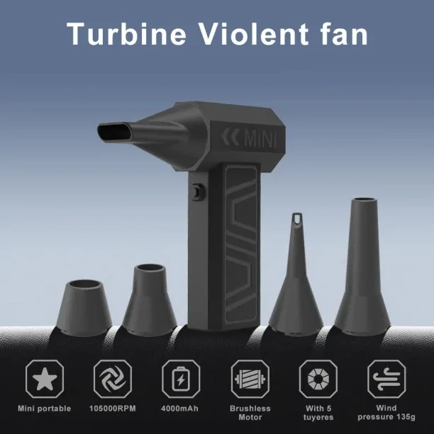 Max (X3A 200000RPM Black)Handheld Portable Violent Blowers 1Mini Turbo Jet Fan High-speed Vacuum Ai…