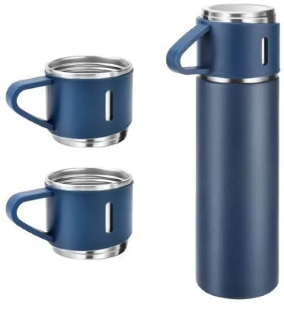 SA TRADE 500ml Stainless Steel Thermo Bottle with Cups Vacuum Insulated Flask Set 500 ml Flask