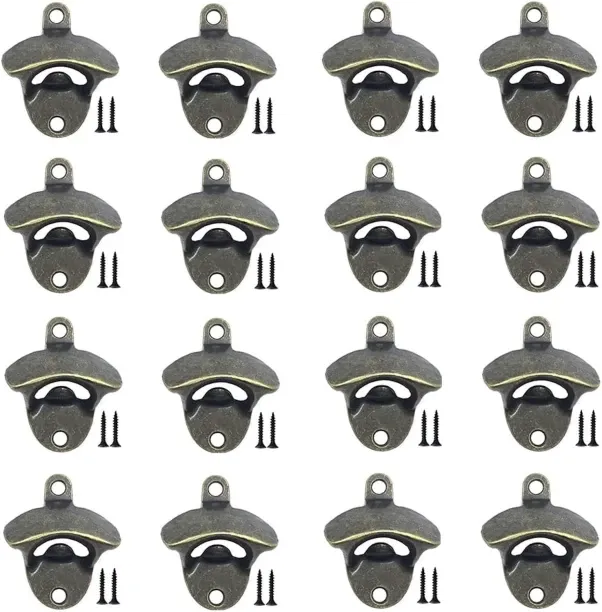 ONESTOGO 16 Pcs Wall Mounted Bottle Opener Vintage Beer Bottle Opener with Screws for Bars KTV Hote…
