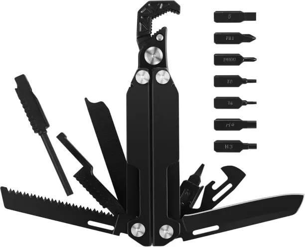 BOWENSTORE Multitool Wrench, Gift for Men Dad, 16-IN-1 EDC Multi-tool with Self-Adjusting Wrench, S…