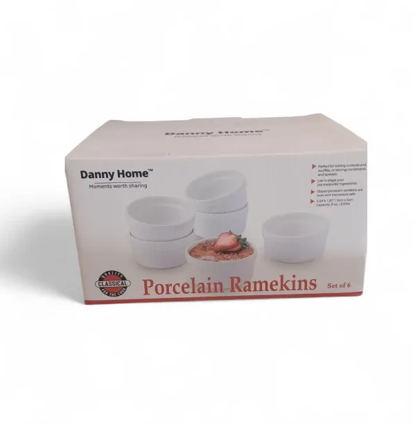 danny home WR-DH-RAM-230ML-6PC Porcelain Ramekin Bowl