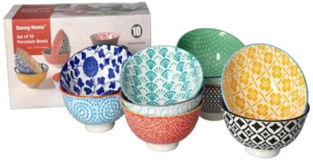 Danny Home Bohemian Design Dessert Bowls 10pcs 12.1cm Porcelain Soup Bowl