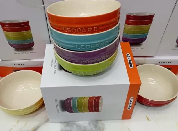 LEOPARD RAINBOW BOWLS 6 PIECE Ceramic, Stoneware Serving Bowl