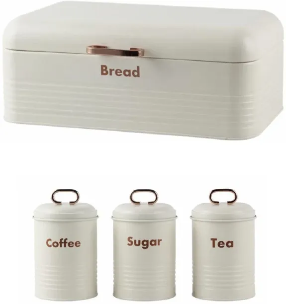 DT Bread Bin & Canister Set - 4pcs Bamboo Bread Basket