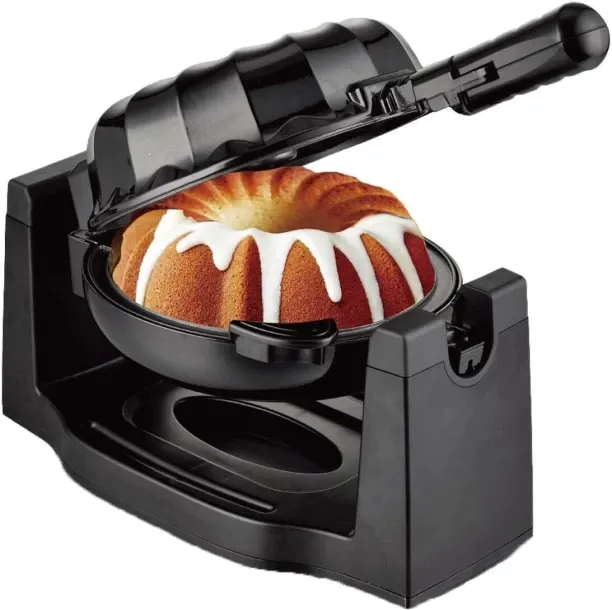 LIUHUI Nonstick Rotating Flip Cake Maker Machine,1800W Lava Cake,Double Flip,Power Indicator Light …