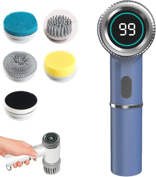 SHIJIN Electric Spin Scrubber Cordless Shower Scrubber with Battery Level Display 3 Speed Power Cle…