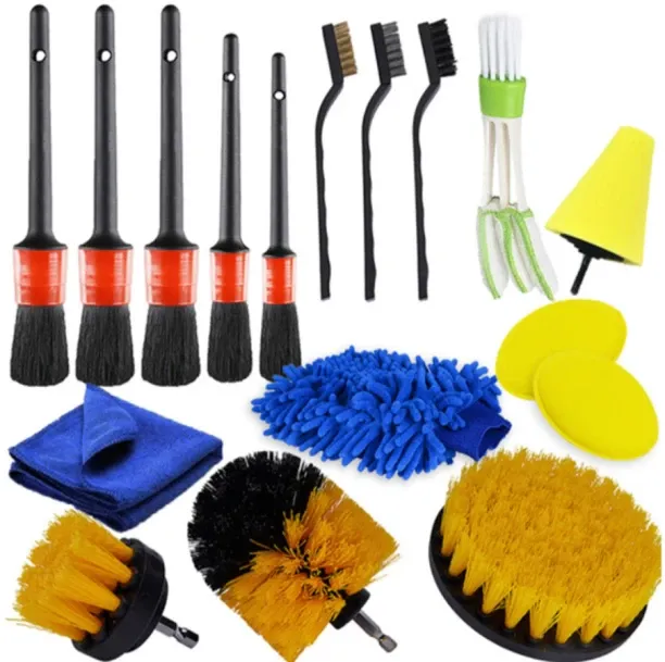 ALANES 17-In-1 Auto Detailing Brushes Set for Car Interior Exterior Cleaning Polyester Vehicle Wash…