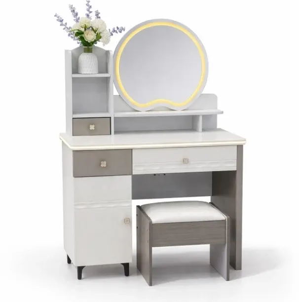 Prestige Ryan Vanity Dressing Table Set Solid Wood Free Standing Cabinet