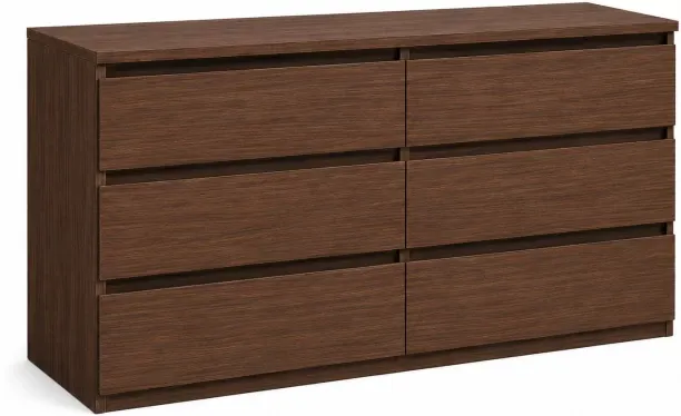 Innolife Bedroom Dresser Chest of Drawers 6 Drawer 1200 x 400 x 800mm Dark Brown Engineered Wood Fr…