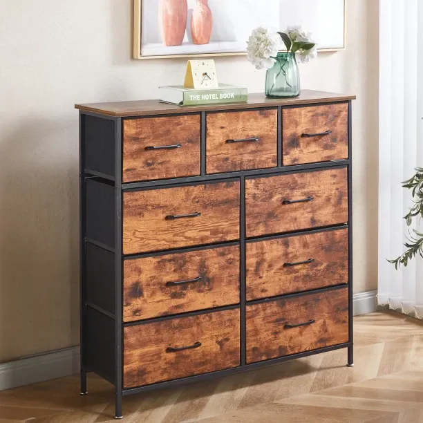 Golden Star Africa Storage Cabinet 9 Chest of Drawers Fabric Dressing Table Closet Organizer Metal …