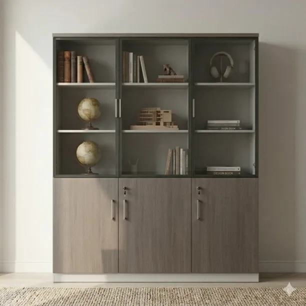 GOF Furniture YG120G-D Atlas Filing Cabinet 1200 x 400 x 200mm | Almond Grey Finish Engineered Wood…