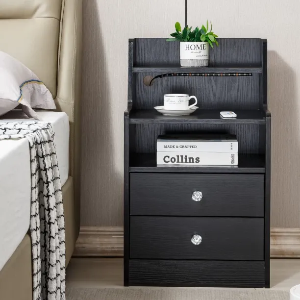 Artisyn Multi-drawer bedside storage cabinet with adjustable LED lights Synthetic Fiber Free Standi…