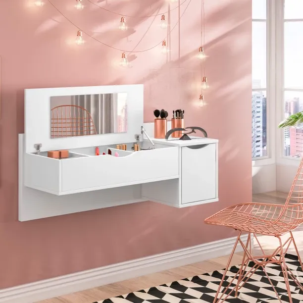 Designer Concepts Blush Dressing Table Engineered Wood Wall Mount Chest of Drawers