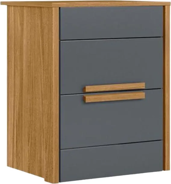 Werdafurn Modern 2 Drawer Bedside Table - Grey Engineered Wood Free Standing Chest of Drawers
