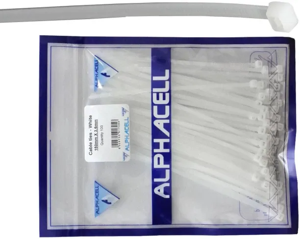 Alphacell Cable tie - 150mmx3.6mm white (qty100) Plastic Standard Cable Tie