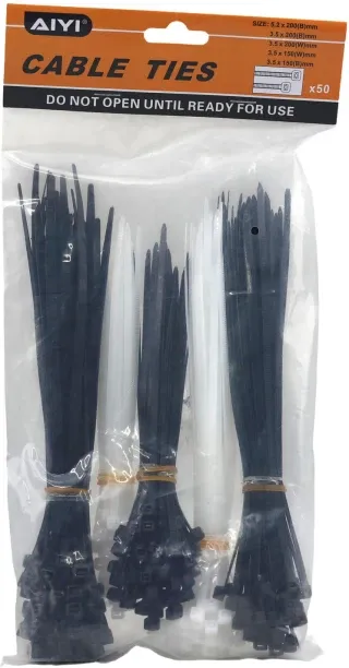 AIYI 5-in-1 Cable Ties Pack 250 Pieces AY123-068 Plastic Standard Cable Tie