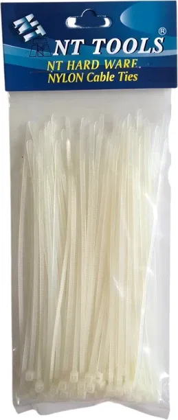 NT TOOLS 3x150mm White Cable Ties Nylon Standard Cable Tie