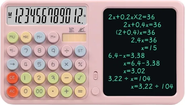Happyfun Calculators Desktop with Notepad Writing Tablet Basic  Calculator