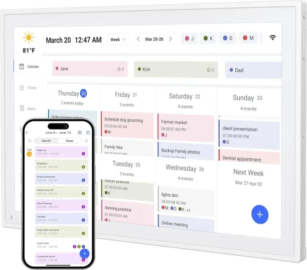 Flycross 10.1-inch smart WiFi electronic calendar and household chores table 1 1 Calendar