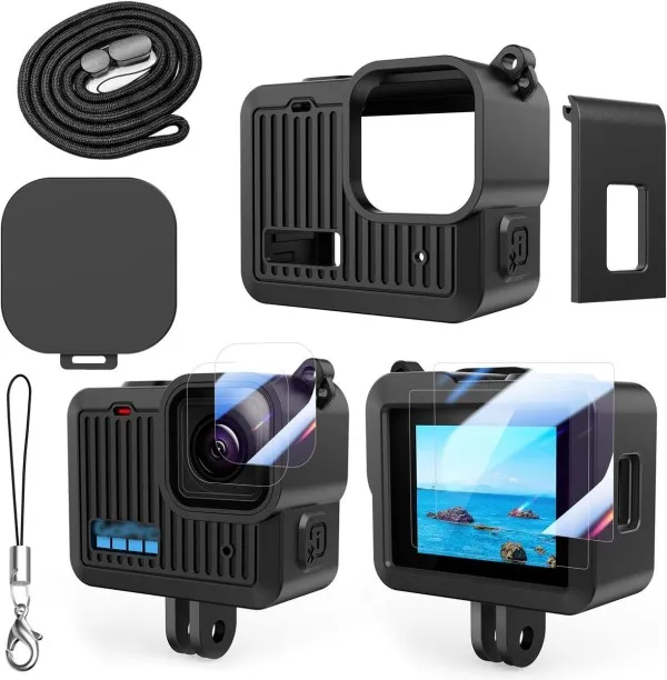 Spark Accessories Kit Compatible with Go Pro 4K Action Camera, Rubber Case Camera Housing For  Indo…