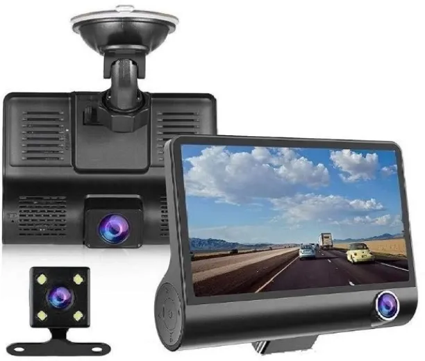 GL Smart 3-Way Dash Cam – Triple Lens Car Camera with Front, Cabin & Rear View, G-Sensor, Loop Reco…