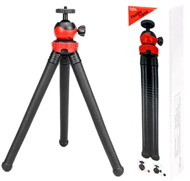 Topika Octopus & Portable Tripod with Phone Holder for Phone Screw Mount Camera Leveler
