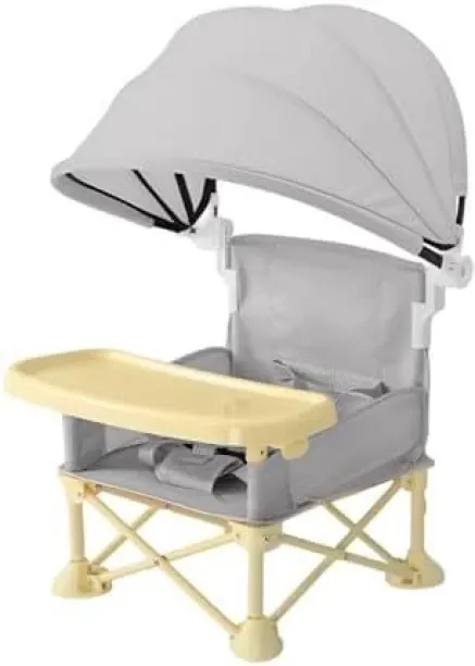 SpSp Portable High for Babies, Portable Toddler Camping with Removable Tray & Canopy, Portable Fo…