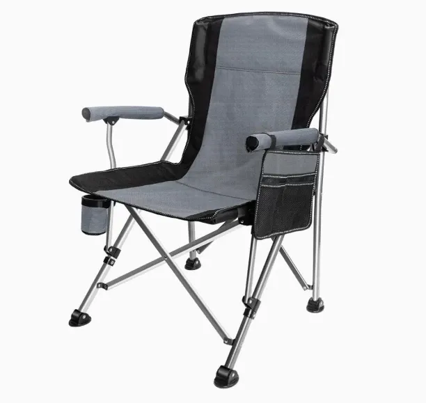 Solid Folding Camping Chair With Cup Holder &Side Pocket Steel Camping  Foldable Chair