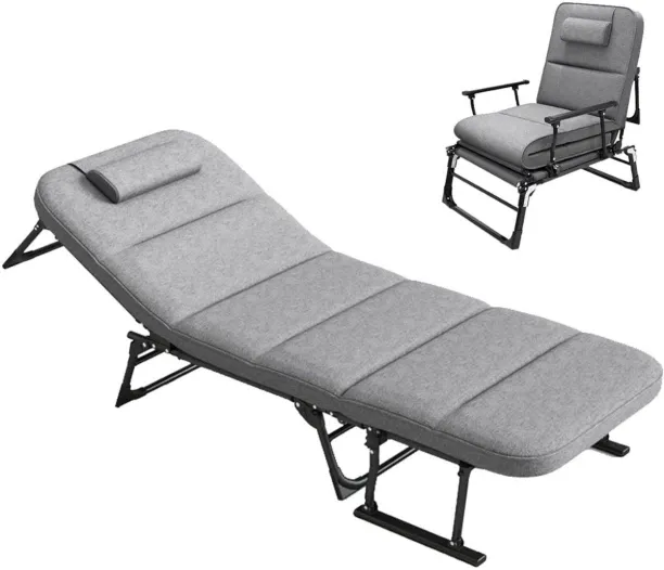 MB 3-in-1 Adult Camping Cot, Folding Bed with Mattress, Portable Bed for Sleeping, Lounge , Multi-U…