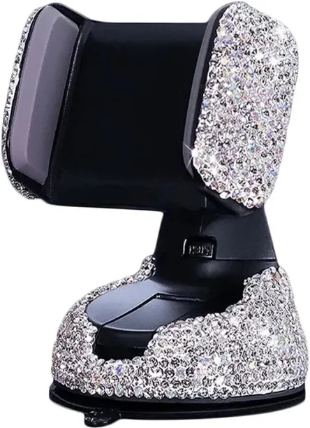 Junxidz Bling Car Phone Holder, 360°Adjustable Universal Rhinestone Crystal Auto Phone Mount Stand …