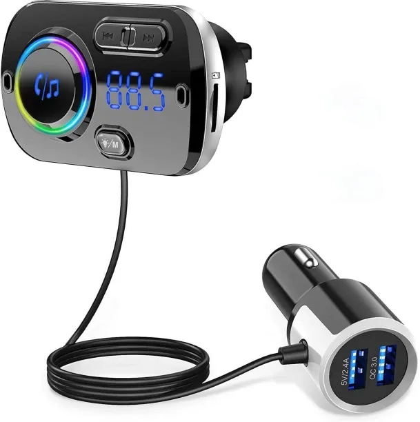 Flycross FM Transmitter Bluetooth 5.0 Hands-Free Car Kit with Quick Charge QC 3.0 Car Radio Adapter…