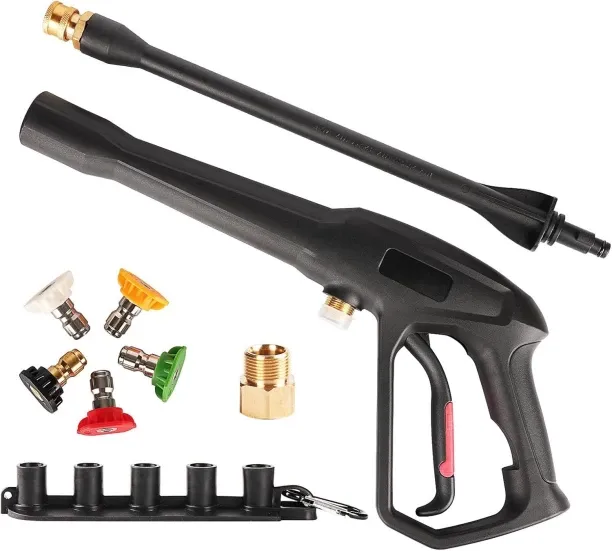 Junxidz Pressure Washer Gun with Replacement Extension Wand, 5 Spray Nozzle Tips, Pressure Washer P…