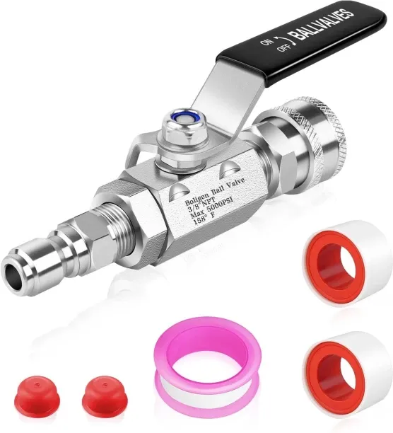 Junxidz 5000 PSI High Pressure Washer Ball Valve Kit, 3/8\" Quick Connect Shut Off Ball Valve for P…