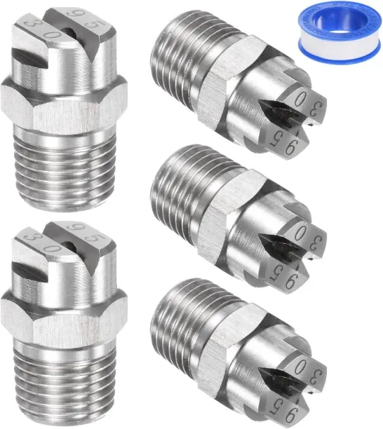 Shiyuan 5-Pack Flat Fan Spray Tip, 95 Degree 1/4BSPT Male Stainless Steel Pressure Washer Nozzles C…