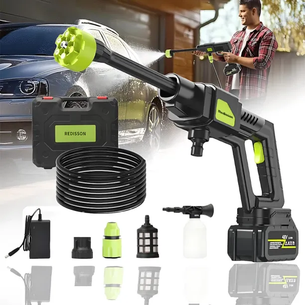 jiachenbaihuo Cordless High-Pressure Power Washer,Cleaning Tool Gun-with Brushless Motor Pressure W…
